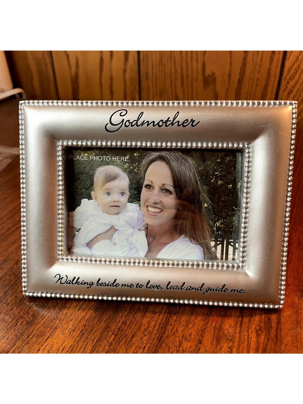 Abbey Press Godmother Picture Frame Silver  6.5x4.5 walking beside me lead guide